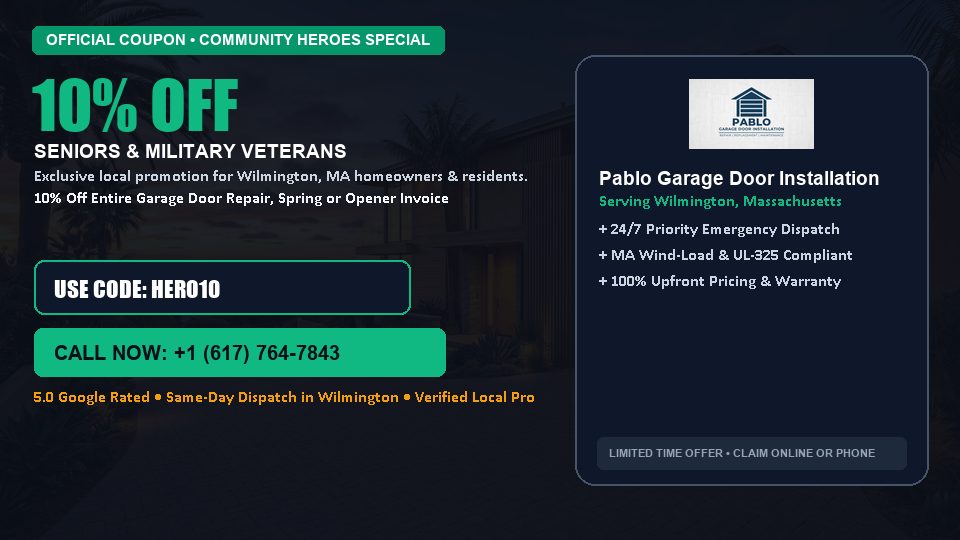 10% OFF Senior, Military & First Responder Discount in Wilmington, MA - Pablo Garage Door Installation